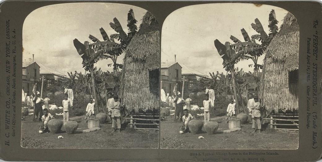 A Typical Village Scene in the Philippine Islands.